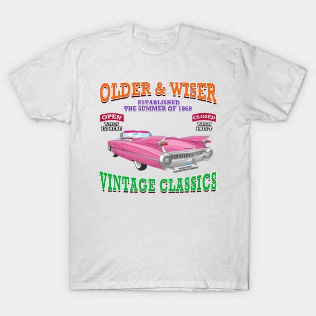 Older & Wiser Vintage Classics Hot Rod Garage Racing Novelty Gift T-Shirt by Airbrush World